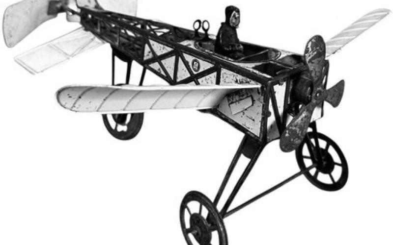 It didn’t take long after Louis Bleriot’s groundbreaking flight across the English Channel for toymakers to take inspiration from his plane. This wind-up version was made by Gunthermann. Photo Credit: Bertoia Auctions (c) 2026 by Cowles Syndicate Inc.