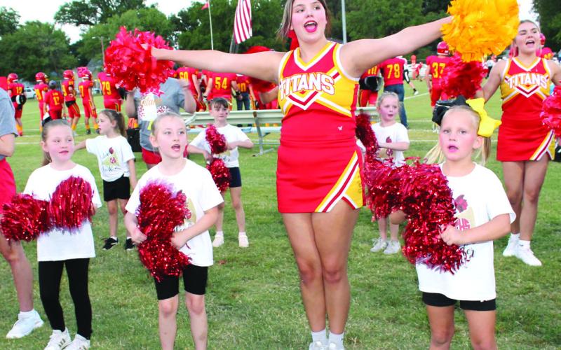 During a recent football game Emma Sutton, Addilyn Garner, Gabryelle Basauri, and Kasyn Casey performed during the halftime show.