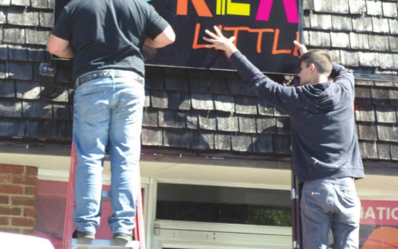 A recent addition to the Columbus square is a colorful new sign over the door at Dream Big Little Ones. Tess Watson, owner, helps provide beds and bedding for children in need. Watson relies mainly on donations for her endeavor.