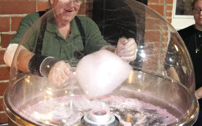 Nothing says circus or carnival like cotton candy, Steve Langerot was busy during the evening giving everyone a taste of the pink fluff.
