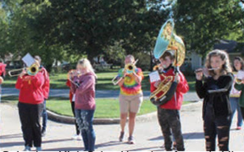 Members of the Columbus High School band performed at the pep rally held at Medicalodges recently.