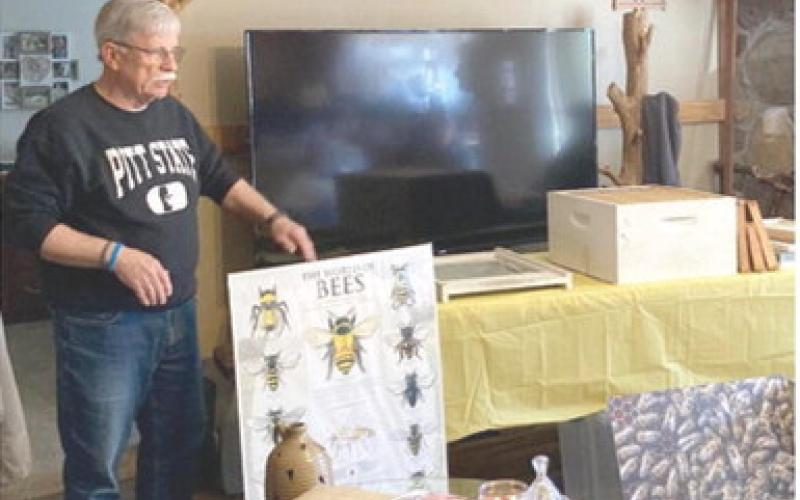Area beekeeper Tom Thiele and his wife Ann presented a program on beekeeping to the Sheridan Homemakers for part of their March meeting. Courtesy photo.