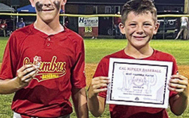 The Columbus Cal Ripken 12U All-Stars closed out pool play, in a 9-3 loss to Parsons in the final game of the day, Saturday. Denver Hughes was named the WOW Award winner and Cam Carter was the MVP in 2023 State Tournament Game 6 at the Community Field Ballpark. Courtesy Photo.