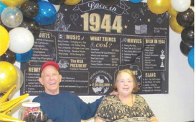 Dick Glasgow, joined by his wife Kathy, were seated at the table of honor in recognition of Dick Glasgow’s 80th birthday. One of the highlights of the celebration included a wall hanging noting different facts and events that occurred during the year of his birth. Numerous friends and family members attended the celebration and enjoyed conversation and of course, cake.