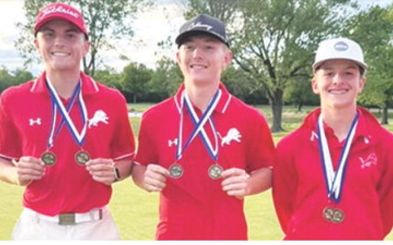 Baxter Springs took three of the top four spots in the St. Mary’s-Colgan Invitational Golf Tournament, Tuesday, at Crestwood Country Club in Pittsburg. Cole Parrish and Riley Daniel tied for first place with Riley winning the tie-breaker. Colt McCoy tied for third but settled for fourth following the tie-breaker. Courtesy photo.