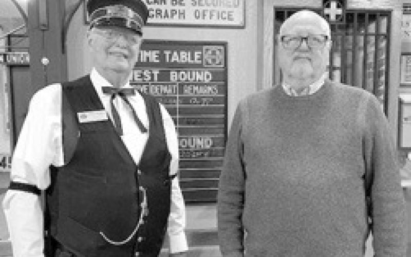Curator John Chambers and Dave Calwell at the Heartlands Railroad and Carona Deport at Carona.
