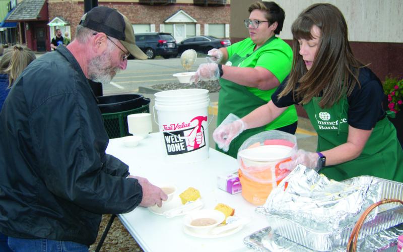 A large crowd always turns out for the annual Columbus Day bean feed. Diners say they enjoy the beans and cornbread. The event is a great time to catch up with old friends.
