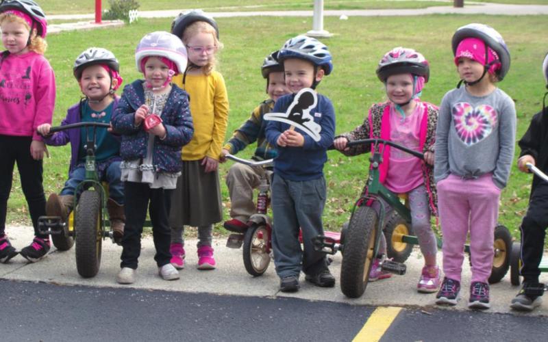 Pre-Kindergarten students ride tricycles for St. Jude