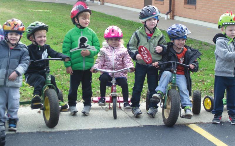 Pre-Kindergarten students ride tricycles for St. Jude