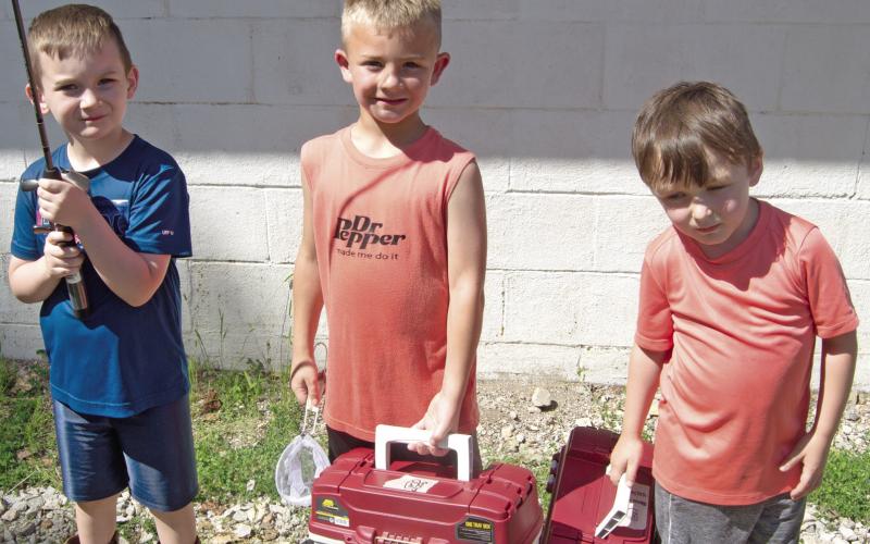 Winners of the Sportsman’s Club casting contest Saturday in the under six years old class with first place being claimed by Cooper Miller, with a cast of 111-inches from the target. Jhett Davis was second within 137-inches and Wesson Jones was third with a cast 151-inches from the target.