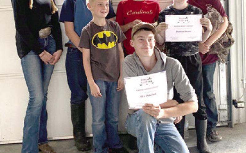 Wildcat District 4-H members, Abby Dolecheck, Alex Dolechek, Dayson Elsworth, Raylan Elsworth, Damien Evans, Brian Longan, and Philip Longan, recently traveled to the Marais des Cygnes State Wildlife Area to compete in the Kansas Wildlife Habitat Education Program (WHEP) Competition.