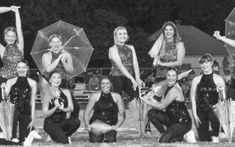The Titan Spirit Squad performs during halftime of the Titan Football game last fall. Team member are front row: Amory Neely, Kaitlyn Patton, Presley Tedlock, Brooklyn Lima, Mady Garcia, Chesney Dobkins, and Piper Hayes. Back row: Makenna Andrews, Trinity Green, Audrey Combs, Macey Allison, Gabryelle Smith, and Bre Reedy.