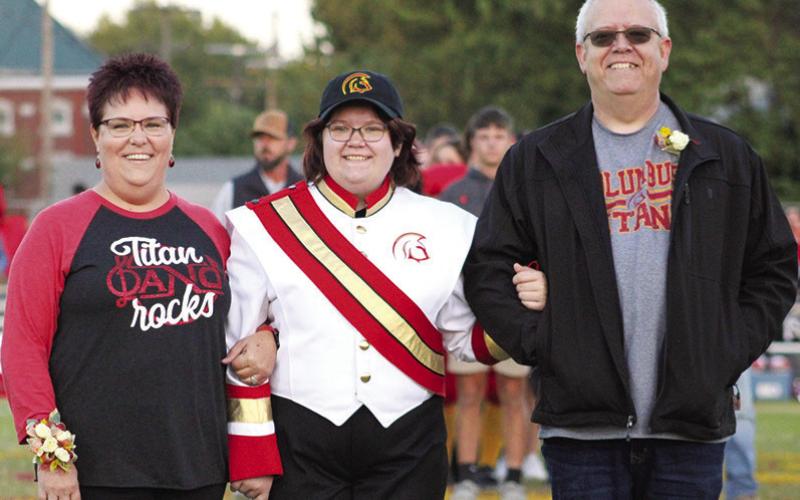 Lady Titan Senior, Madison Richards, was recognized during Senior Night Ceremonies, October 13, at Titan Stadium. Madison is a four-year member of the Titan Band. She was escorted by her parents, Kim and Drew Richards.