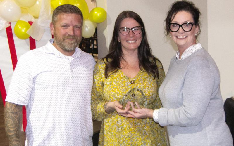 The New Business of the Year Award was presented to the Life in Bloom &amp;amp; Company. In a revitalized building on Maple Street Nate and Casey Long transformed a former Pizza shop in a beautiful coffee bar and flower shoppe. They also have homemade items from the community. It has become the coffee stop for much of the community.
