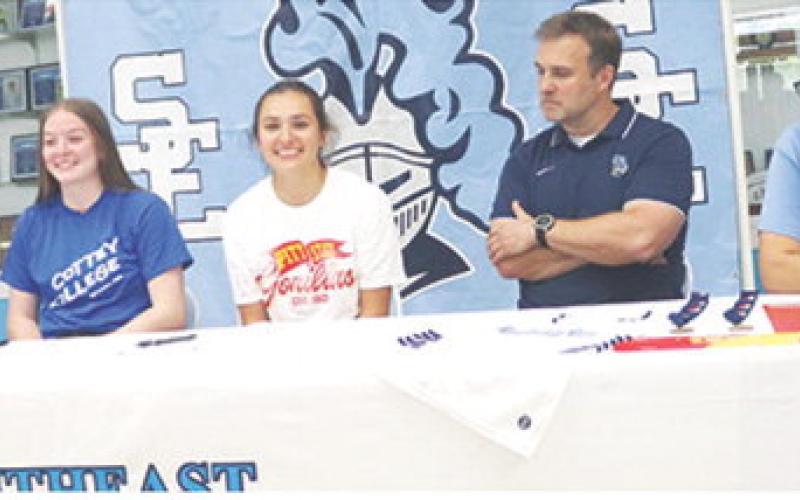 Lady Lancer Seniors, Teagan Warner and Eliz White have committed to continue their athletic careers at the college level next season. Teagan will be playing softball at Cottey College and Eliz is heading to Pittsburg State University for track and cross country. The girls were joined by their parents at a signing ceremony, April 22, at Southeast High School. Kaley Warner, Teagan, Eliz, John White, and Maya White.