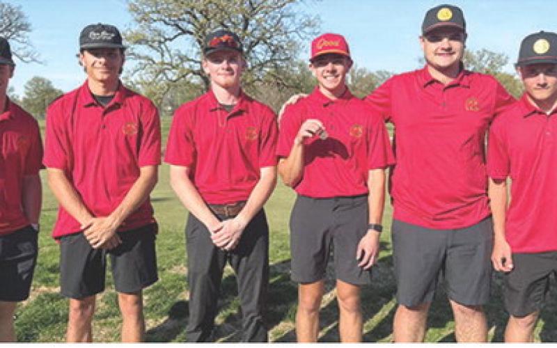 The Columbus Titan Golf Team placed fifth in their 2026 CNC League season opener, Tuesday. The top four scorecards tallied 334 strokes in the Frontenac Invitational at Four Oaks Golf Course in Pittsburg. Junior, Easton Long, medaled in eighth place individually to lead the Titans with a round of 75 for the course. Team members are senior, Lemmie Stone; junior, Drake Laurance; senior, Hunter Ruddick; Long; senior, Zane Gray; and junior, Braun Stone. Courtesy photo.