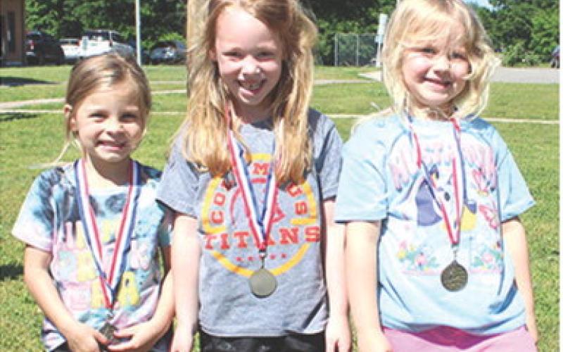 Winners in the girls race at the Park Elementary Field Day were third place Brylynn Midgett, second place Paislee Hodgson, first place Cora Kitch.
