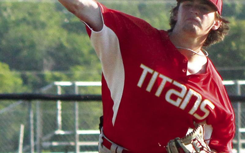 Titan Junior, Jack Vilela, takes a turn on the mound during summer league games in Galena. Columbus completed their offseason schedule Monday in Baxter Springs with a 17-7 win over the Lions.