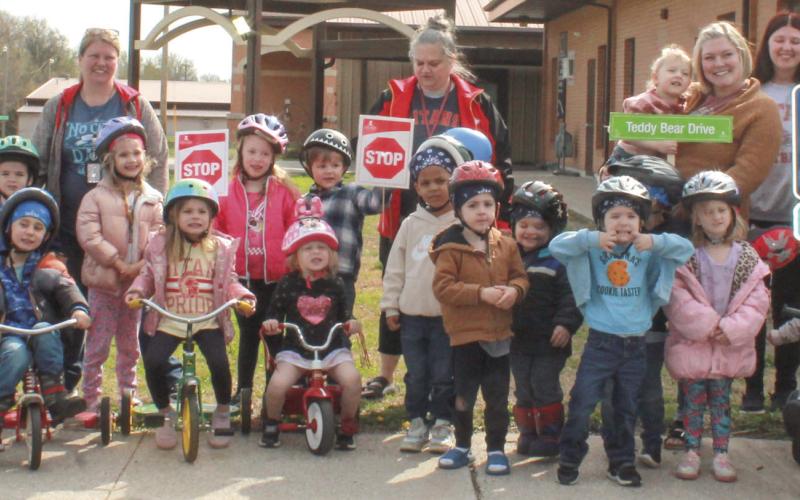 Park Elementary School held their annual trike- a-thon for St. Jude’s recently. Members of the morning pre-K classes assembled with some of their teachers after the event.