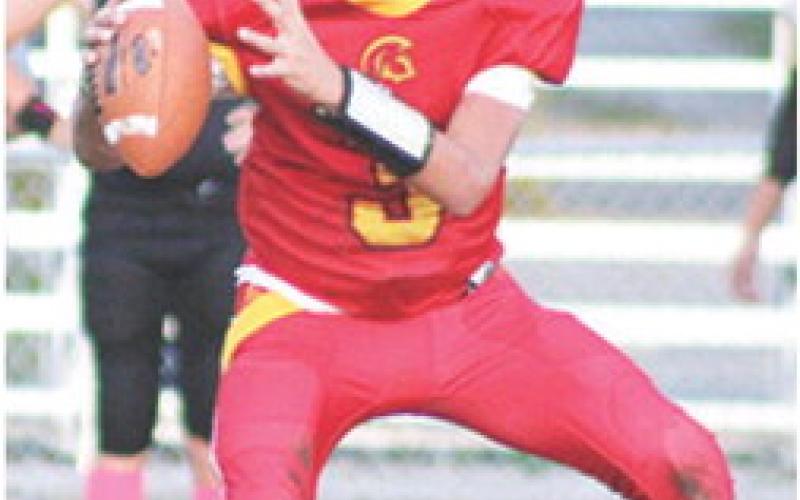 Titan Eighth Grade Quarterback, Cole Howard, connected with Matt Webb for the lone Titan touchdown in the 8-28 loss to Frontenac, October 17, at Titan Stadium. Columbus finished their season 4-3 overall.
