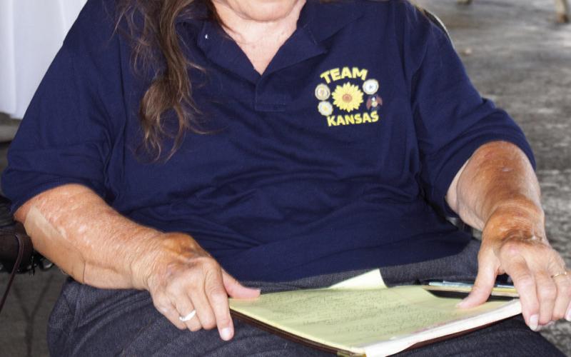 Kansas American Legion Auxiliary District 3 President Dorothy Wahl spoke at the annual POW/MIA Watchfire September 17. She told those gathered that there remain approximately 83,000 soldiers listed as missing in action.