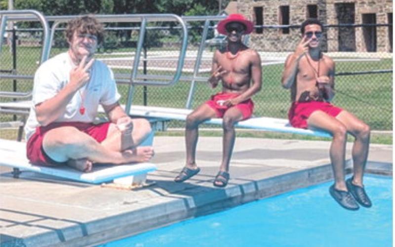 Lifeguards don’t get a break too often, but Jaden Lopp, Josiah Palmer and Jakai Langerot had a short moment to relax at the City Pool recently.