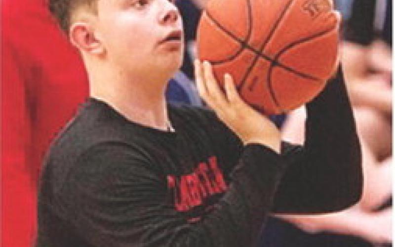 Caden Stark, a member of the Columbus Junior High Basketball Team, earned first place in the 12-17 age division of the Columbus Recreation Free Throw contest at the Freedom Fest celebration, June 27, at the Columbus City Park. Courtesy photo.