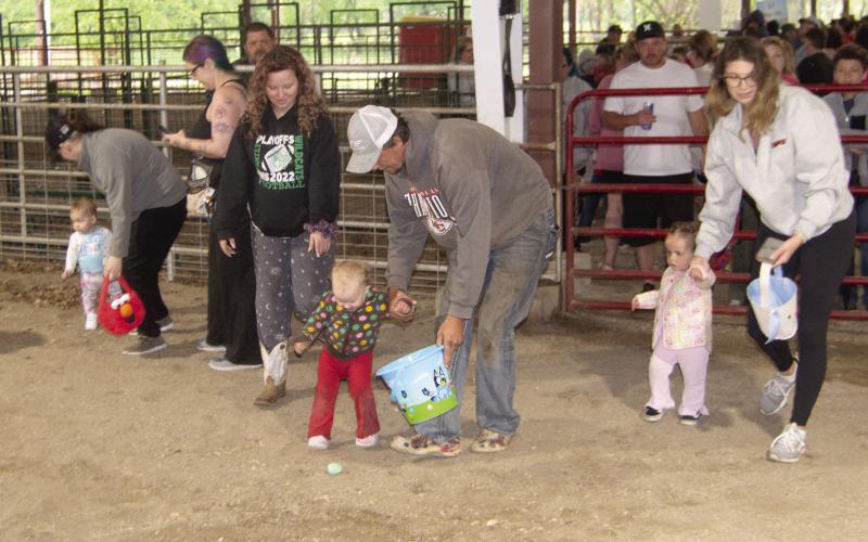 The weather moved the annual Chamber Easter egg hunt to the fairgrounds. The move did not deter little hunters from finding their prized eggs.