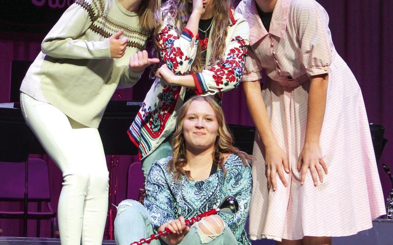 In a parody of “The Golden Girls,” Mallory Thompson, Ruby Stover, Casey Dietz and Chloe Rogers had the crowd in stitches. The Titan Jazz Band presented the program “Channel Surfing” November 12 and 13.