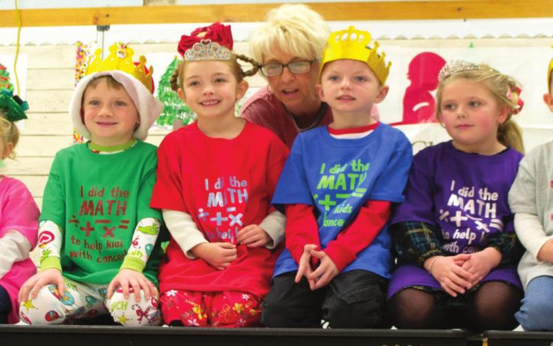 The six kings and queens of this year’s Park Elementary Bike-A-Thon and Trike-A-Thon for St. Jude Children’s Research Hospital pose for a picture with Event Coordinator Cindy Wells just after their awards ceremony last week. First Graders Lee Snow and Elle Jessee, Kindergarteners Jaxon Cain and Annslee Hale and Preschoolers Abel Ellison and Alivia Burns received the honors this year. Photo by Jacob Spencer