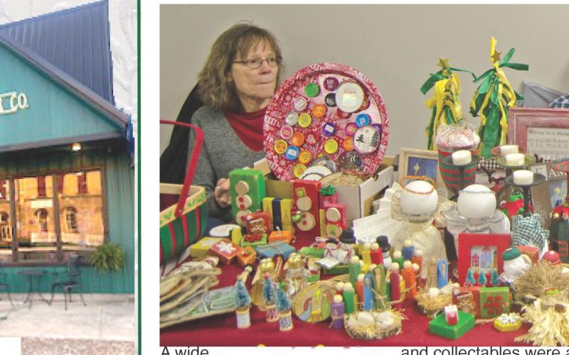 assortment of craft items Fair held recently in the St. Rose Parish Hall. Mamie and Ralph Houser had a full table of unique items