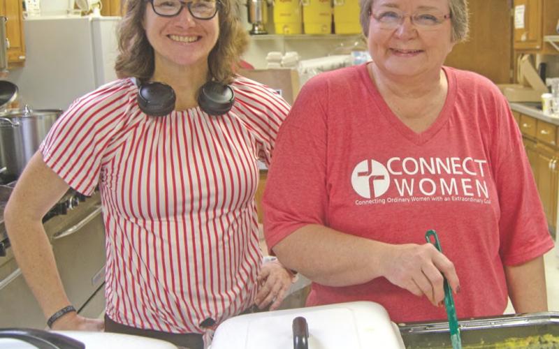 The food booth at the Holiday Fair was operated by Elisha Bagdriwicz and Becky Shearburn representing the Connect Women organization at the Connecting Point Church.