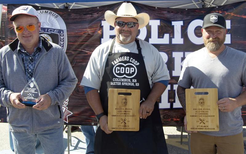 In the Back Yard Burger category of the Police, Pork and Pride barbecue contest first place went to Praise the Lard and Marvin Barnaby. Second place went to Elevated Meat’s Paul Evans and third place to Nate Long with Cookin-NKhakis.