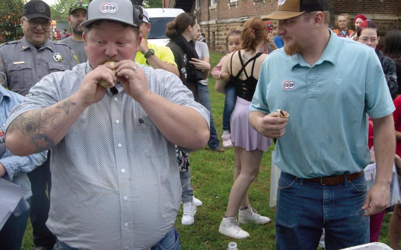 Among those not winning the hot dog eating contest, Chris Worden and Connor O’Brian, were about to give up as they looked at the winner then looked at how far they were behind.