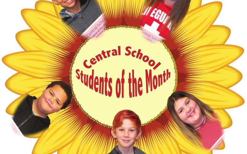 Fourth through eighth grade students were selected as Central School’s Students of the Month last week. Pictured are fourth grader Gentry Holt (bottom center), fifth grader Trevin Laws (bottom left), sixth grader Kai Langerot (top left), eighth grader Aubrie Wilson (top right) and seventh grader Jaiden Campbell (bottom right). Photos by Jacob Spencer.