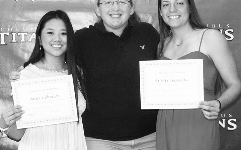 Anna Coberley and Aubree Saporito were each awarded a $250 Student Council Scholarship from StuCo Advisor and Instrumental Music Instructor, Christine Lovell, during the CUHS Senior Assembly, May 19 in the gym.