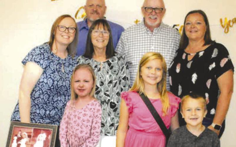 A 50th anniversary celebration was held For Ron and Elaine Reynolds August 20 at Calvary Baptist Church in Columbus. The couple’s three children, Jeff Reynolds and Jessica Biggerstaff of Columbus and Julie Ferraro of Humboldt hosted the event. Ron and Elaine also have three grandchildren, Sophie Biggerstaff of Columbus and Janissa and JJ Ferraro of Humboldt. Courtesy photo.