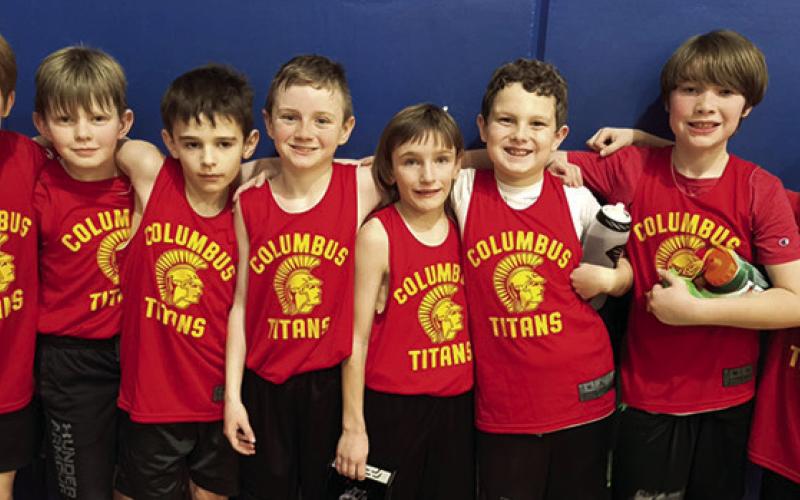 The Columbus Recreation Commission Fourth Grade Boy’s Basketball Team took two wins in Riverton, Saturday. The team is one of the participating Columbus League Teams that will be in action tomorrow at the CUHS and the Central School Gymnasiums beginning at 8 a.m. Team members are: Wyatt Patton, Bryson Delmont, Jaxsyn Robinson, Lee Snow, Phoenix Rider, Gus Garrison, Westin Patton, and Kamden Sallee. Courtesy photo.