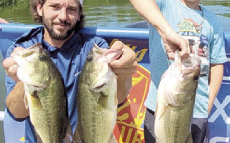 Second place in the Columbus Bass Club fishing tournament went to the team of AJ Wenzel and Connor Dowell. They brought home a prize of $220. Courtesy photo.