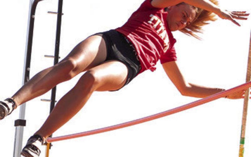 Maddie Buergin, Lady Titan Senior, took fourth in the pole vault event at the Annual Optimist Track and Field Meet, Friday, in Girard.