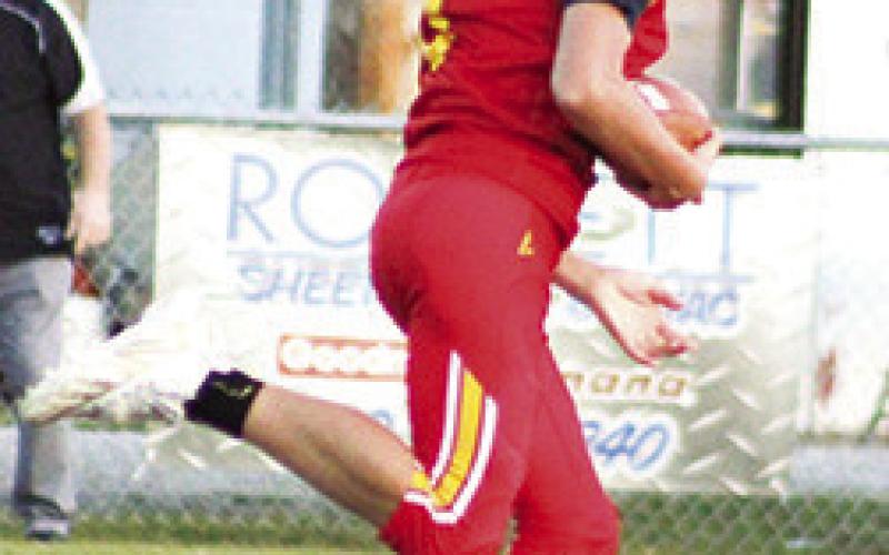 Matt Webb, Titan Eighth Grader, ran in for the lone score on a catch and run touchdown play, October 17, at Titan Stadium. The Titans fell to the Raiders, 8-28, in the season finale.