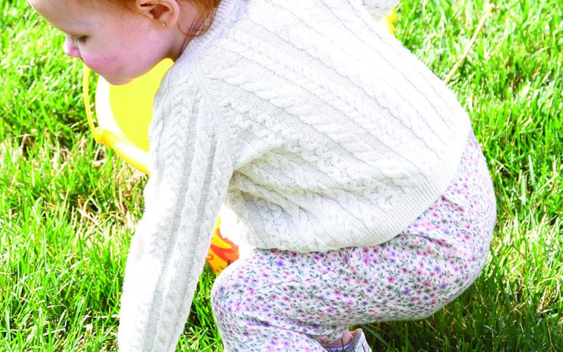 Finding Easter eggs is one of the highlights of childhood for many youngsters. Drew Weaver was one of those searching for surprises at the Kiwanis Club hunt in Baxter Springs Saturday.