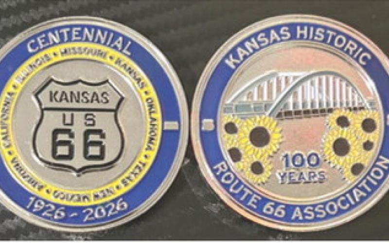 The Kansas Historic Route 66 Association now has available collectable coins recognizing the Route 66 Centennial. According to the committee these coins will make wonderful gifts and souvenirs of the Route 66’s 100th anniversary. Courtesy photo.