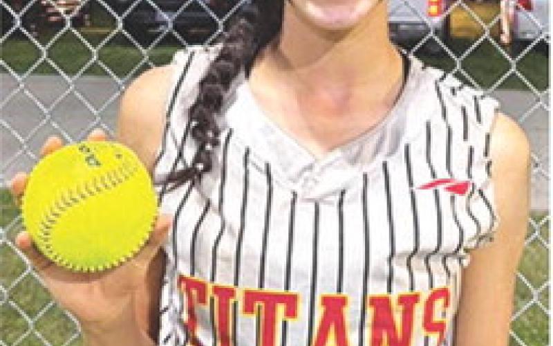 Lady Titan Junior, Natalie Wary, hit a home run in the 14-1 win over Cherryvale, Thursday, in Cherryvale. Teammate, Bentley Townsend, joined in with a long ball over the fence. The pair each doubled collecting four RBIs and three runs for Wary and three RBIs on three hits and one run for Townsend. Courtesy photo.