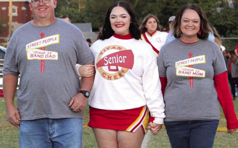 Lady Titan Senior, Makenna Andrews, was recognized on Senior Night, October 13, at Titan Stadium. Makenna is a four-year member of the Titan Band and a one-year member of the Titan Spirit Squad. She was escorted by her parents, Shawn and Tracy Andrews.