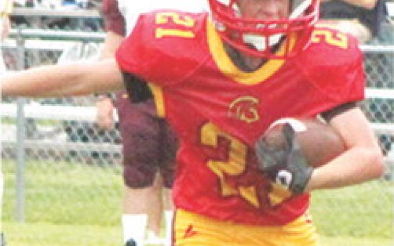 Titan Seventh Grader, Denver Hughes, scored on a 22-yard touchdown run and snagged an interception for a 75-yard, return for touchdown in the Titans, 500, win, Thursday, in Parsons.