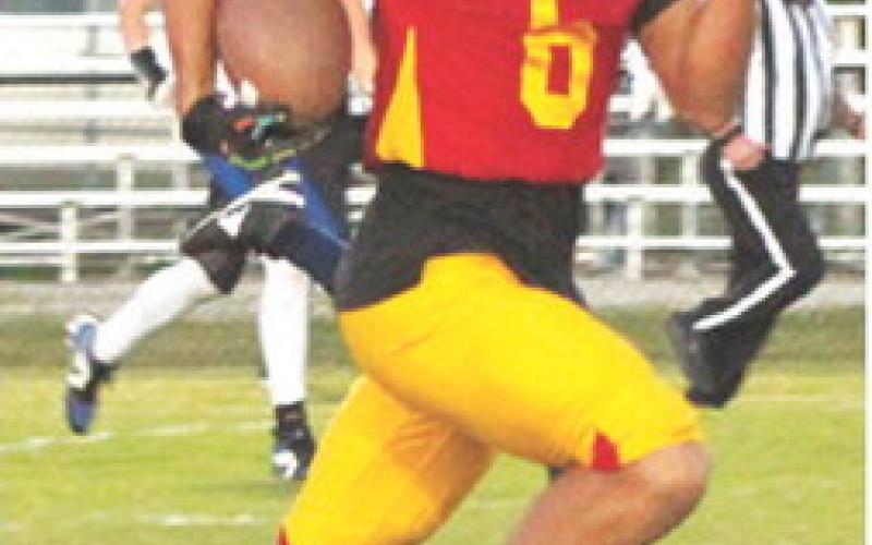 Jayden Dohle, Titan Freshman, had two long kick returns and two big punt returns for Columbus in their homecoming loss to Neodesha, 7-20, Friday, at Titan Stadium. An early third quarter punt returned for a touchdown was called off due to an illegal block during the return.