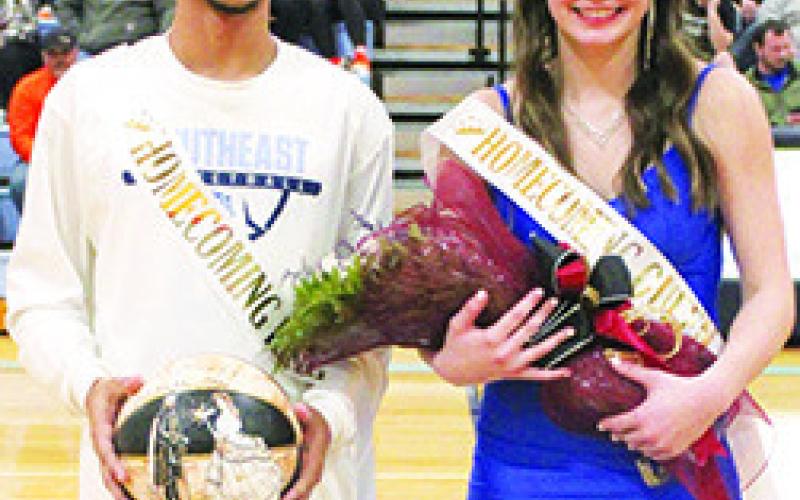Senior, Deric Mitchell, and junior, Bella Tavernaro, were crowned as 2024 Southeast Homecoming King and Queen between the varsity girls and boys basketball games, February 9, at the Southeast High School in Cherokee. (Courtesy Photo.)