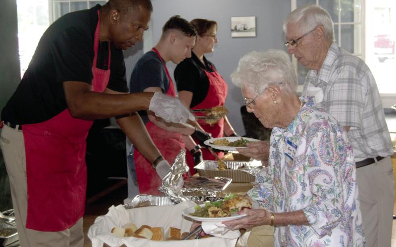 Serving the chicken cordon bleu dinner at the Mineral All School Reunion, was Calvin Jones owner of Calvin’s Catering in Pittsburg.