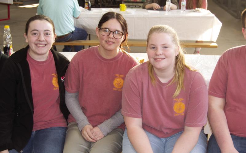 Taking a break after a busy morning Columbus High School Future Farmers of America members took a short break. Those helping serve hungry customers included (not in order)Addison Cook, Isaac Johnson, Ava Allison, Britni Rooney and Audrey Medlin. The group was celebrating FFA Week.